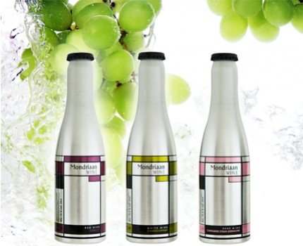 Groupdeal - Nieuw! Mondriaan Wine in aluminium 25cl flesjes Groupdeal - Nieuw! Mondriaan Wine in aluminium 25cl flesjes