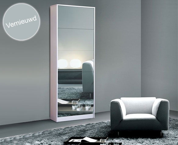 Groupdeal - Praktische schoenenkast met spiegel Groupdeal - Praktische schoenenkast met spiegel