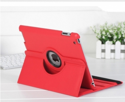 Groupdeal - Roterende (kunst)leren case-en-standaard-in-1 voor de iPad/Galaxy Tab