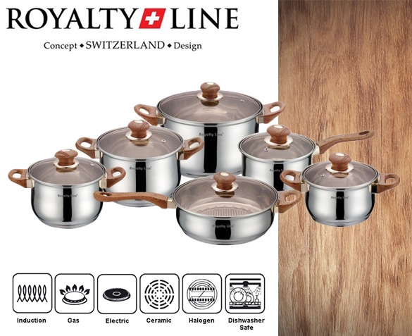 Groupdeal - Royalty Line Switzerland 12-delige pannenset Groupdeal - Royalty Line Switzerland 12-delige pannenset