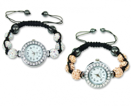 Groupdeal - Shamballa Style horloge met Swarovski elementen in 6 vrolijke kleuren Groupdeal - Shamballa Style horloge met Swarovski elementen in 6 vrolijke kleuren