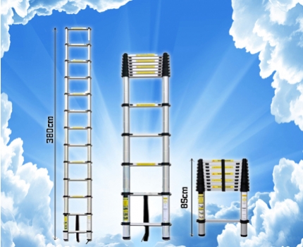 Groupdeal - Telescopische ladder, uitschuifbaar tot maximaal 3,80m Groupdeal - Telescopische ladder, uitschuifbaar tot maximaal 3,80m