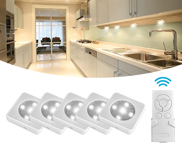 Groupdeal - VIJF Draadloze Led-spots Groupdeal - VIJF Draadloze Led-spots