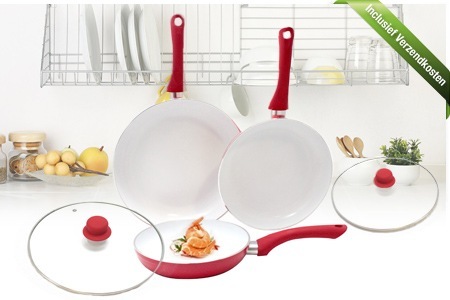 Groupon - 1 Of 2 Keramische Pannensets Met 3 Pannen En 2 Glazen Deksels Incl. Verzendkosten (Vanaf € 34,95)