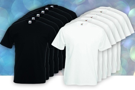 Groupon - 12 Of 24 Fruit Of The Loom Shirts Met Ronde Hals In Wit Of Zwart (Vanaf € 34)