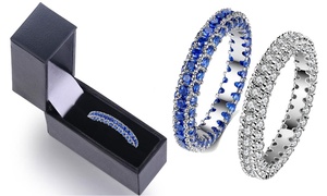 Groupon - 18-Karaat Goud Gevulde Ring Met Blauw Of Wit Saffier