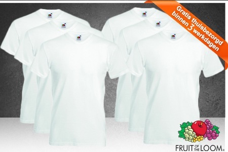 Groupon - € 34 Voor 12 Witte Shirts Van Fruit Of The Loom (Incl. Verzendkosten, Waarde € 119)