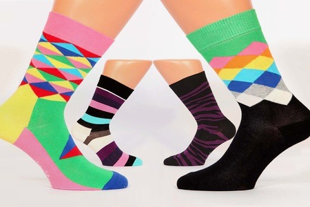 Groupon - 6 paar dames of heren Happy Socks Groupon - 6 paar dames of heren Happy Socks