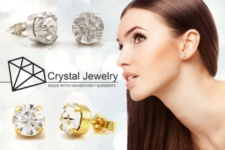 Groupon - Handgemaakte Oorbellen Van Crystal Jewelry Met Originele Swarovski Kristallen, Keuze Uit Verguld Of Verzilverd En Keuze Uit Verschillende Kleuren!