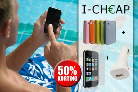 Groupon - I-cheap.nl; Autolader, Screenprotector En Flipcase Voor Iphone3!