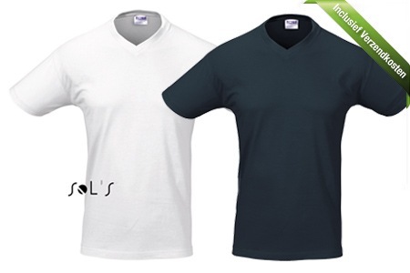 Groupon - Shirts Met V-hals In Het Zwart Of Wit In Verschillende Maten Inclusief Verzendkosten (Vanaf € 29)