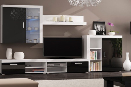 Groupon - Wandkasten set met tv-meubel