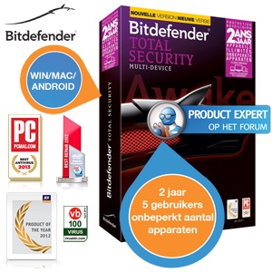 iBood - 2 Jaar Bitdefender Total Security 2014: dé alles-in-één-beveiliging voor 5 gebruikers & onbeperkte apparaten iBood - 2 Jaar Bitdefender Total Security 2014: dé alles-in-één-beveiliging voor 5 gebruikers & onbeperkte apparaten