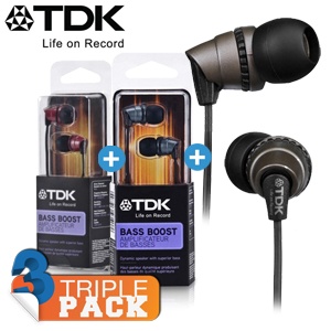 iBood - 3-pack TDK Life on Record EB410 in-ears met lekker diepe bas iBood - 3-pack TDK Life on Record EB410 in-ears met lekker diepe bas