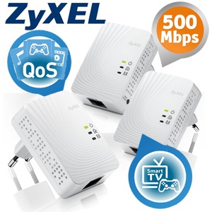 iBood - 3Pack ZyXEL PLA4201 500Mbps mini powerline-ethernetadapters