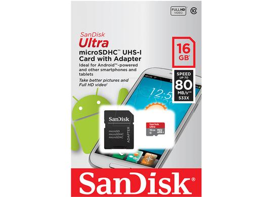iBood - 3x SanDisk Ultra microSDHC, UHS-I, 16GB, 533x/80MB