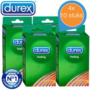 iBood - 4x 10-pack Durex Feeling condooms met ribstructuur