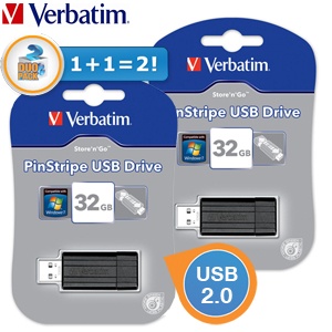 iBood - 64 GB geheugen voor een spotprijs: 2x Verbatim Pinstripe USB Drives 32 GB – zwart iBood - 64 GB geheugen voor een spotprijs: 2x Verbatim Pinstripe USB Drives 32 GB – zwart