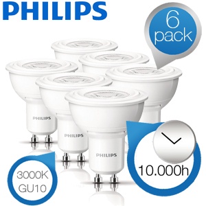 iBood - 6pack Philips 2W (35W) LED-spots met GU10 socket load 10x langer mee dan halogeen spots iBood - 6pack Philips 2W (35W) LED-spots met GU10 socket load 10x langer mee dan halogeen spots