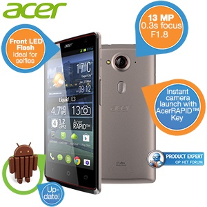 iBood - Acer Liquid E3 Duo smartphone met ACERRapid knop en LED flitsers aan de voor- en achterkant