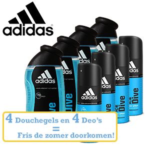 iBood - Adidas pakket met 4 douchegels en 4 deodorants, zo kom je fris de zomer door! iBood - Adidas pakket met 4 douchegels en 4 deodorants, zo kom je fris de zomer door!