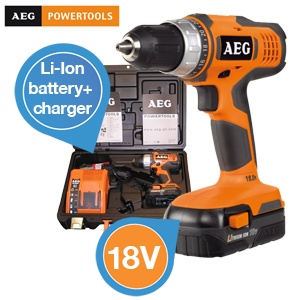 iBood - AEG Powertools krachtige 18 V compactboorschroefmachine met lithium ion accu en lader in koffer