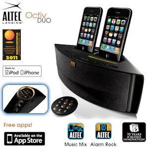 iBood - Altec Lansing dual docking/ oplaad speakersysteem Octiv ™ Duo voor iPhone ® en iPod ® met kristalhelder geluid iBood - Altec Lansing dual docking/ oplaad speakersysteem Octiv ™ Duo voor iPhone ® en iPod ® met kristalhelder geluid