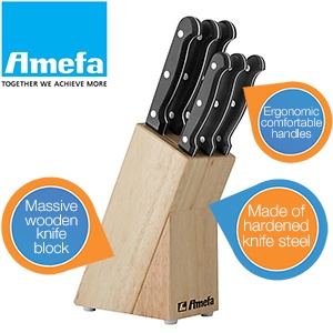 iBood - Amefa 6-delige messenset met houten messenblok