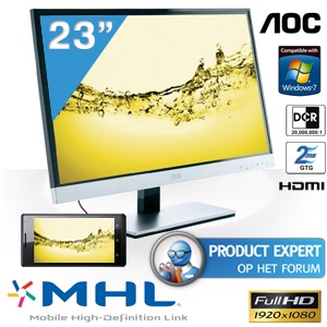 iBood - AOC 23-inch Full-HD LED monitor met 2ms en Mobile High-Definition Link iBood - AOC 23-inch Full-HD LED monitor met 2ms en Mobile High-Definition Link