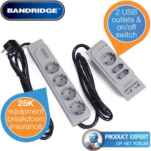 iBood - Bandridge Dual Surge Protector – overspanningsbeveiliging met handige desktop unit en aan/uitknop