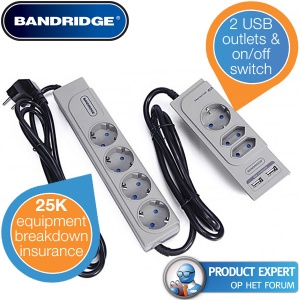 iBood - Bandridge Dual Surge Protector – overspanningsbeveiliging met handige desktop unit en aan/uitknop iBood - Bandridge Dual Surge Protector – overspanningsbeveiliging met handige desktop unit en aan/uitknop