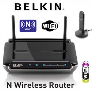 iBood - Belkin N MIMO Wireless Modem Router met Belkin N Wireless USB Dongle iBood - Belkin N MIMO Wireless Modem Router met Belkin N Wireless USB Dongle