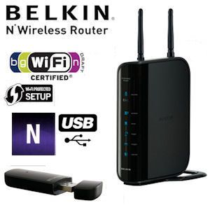 iBood - Belkin N Router met USB Netwerk Adapter iBood - Belkin N Router met USB Netwerk Adapter