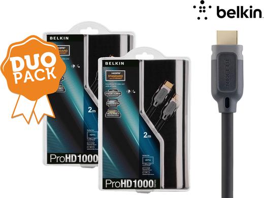 iBood - Belkin ProHD 1000 Series High-Speed HDMI kabels met Ethernet - Duopack iBood - Belkin ProHD 1000 Series High-Speed HDMI kabels met Ethernet - Duopack