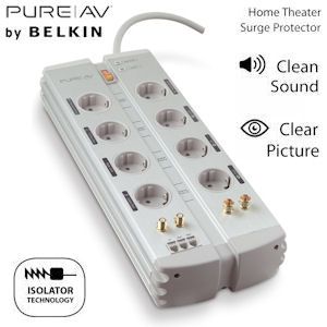 iBood - Belkin PureAV Isolator Home Theater Surge Protector Stekkerdoos met stroompiekonderdrukking iBood - Belkin PureAV Isolator Home Theater Surge Protector Stekkerdoos met stroompiekonderdrukking