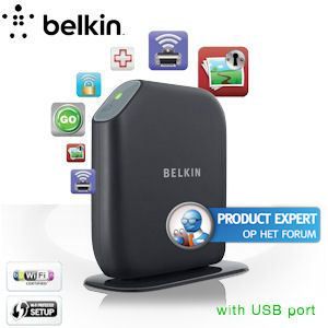 iBood - Belkin Share Wireless N Router 300Mbps met USB poort en Dual-plane antennes met MIMO-technologie iBood - Belkin Share Wireless N Router 300Mbps met USB poort en Dual-plane antennes met MIMO-technologie