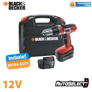 iBood - Black & Decker 12V AutoSelect® accuklopboormachine + extra accu + koffer (refurbished)