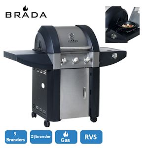 iBood - Brada RVS Buitenkeuken met 3 Gasbranders en Zijbrander iBood - Brada RVS Buitenkeuken met 3 Gasbranders en Zijbrander