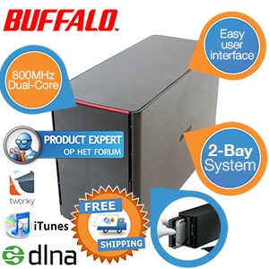 iBood - Buffalo 2-bay LinkStation™ NAS – De perfecte starters-NAS iBood - Buffalo 2-bay LinkStation™ NAS – De perfecte starters-NAS