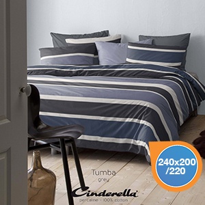 iBood - Cinderella Dekbedovertrek Lits Jumeaux Tumba Grey 240x200/220