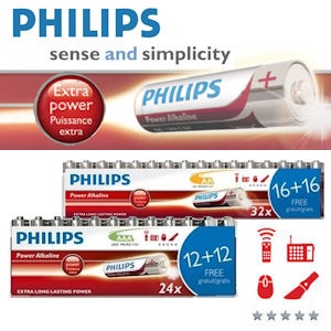 iBood - Combopack Philips PowerLife Alkaline batterijen: 32 x AA en 24 x AAA iBood - Combopack Philips PowerLife Alkaline batterijen: 32 x AA en 24 x AAA