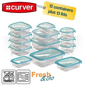 iBood - Curver set van 13 vershoudbakjes Fresh&Go met hermetisch afsluitende deksels iBood - Curver set van 13 vershoudbakjes Fresh&Go met hermetisch afsluitende deksels
