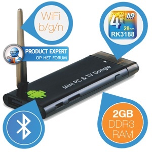 iBood - CX-919 Quad Core Android HDMI TV Dongle met 2GB DDR3, WiFi en Bluetooth iBood - CX-919 Quad Core Android HDMI TV Dongle met 2GB DDR3, WiFi en Bluetooth