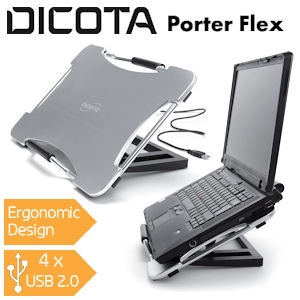 iBood - Dicota adjustable aluminum notebook stand met 4 USB 2.0 HUB poorten iBood - Dicota adjustable aluminum notebook stand met 4 USB 2.0 HUB poorten