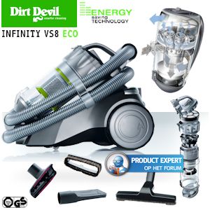 iBood - Dirt Devil Infinity VS8 ECO Stofzakloze Multicyclone Stofzuiger met Parketborstel iBood - Dirt Devil Infinity VS8 ECO Stofzakloze Multicyclone Stofzuiger met Parketborstel