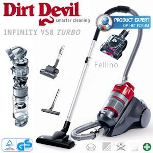 iBood - Dirt Devil Infinity VS8 Turbo Stofzakloze Multicyclone Stofzuiger met Turbo-, Parket- en Fellino borstel iBood - Dirt Devil Infinity VS8 Turbo Stofzakloze Multicyclone Stofzuiger met Turbo-, Parket- en Fellino borstel