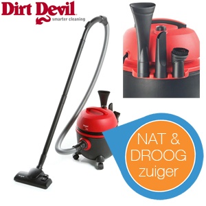 iBood - Dirt Devil Nat- en Droogzuiger met 5 sproeiers iBood - Dirt Devil Nat- en Droogzuiger met 5 sproeiers