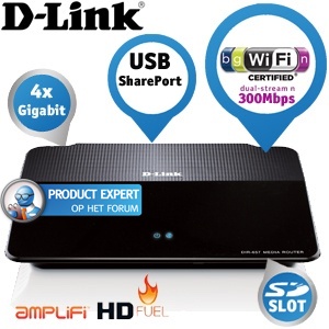 iBood - D-Link Wireless N HD Media router met 4x Gigabit, Smart QoS, USB2.0 en SD-kaartsleuf iBood - D-Link Wireless N HD Media router met 4x Gigabit, Smart QoS, USB2.0 en SD-kaartsleuf