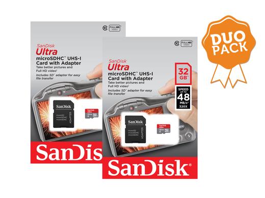 iBood - Duo pack SanDisk Ultra - 32GB microSDHC - 48MB/s UHS-I/Class 10 iBood - Duo pack SanDisk Ultra - 32GB microSDHC - 48MB/s UHS-I/Class 10