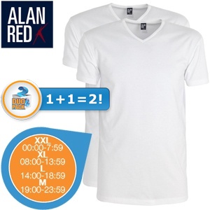 iBood - Duopack Alan Red basic heren T-shirts – Wit in maat XL (online van 08.00-13.59u)